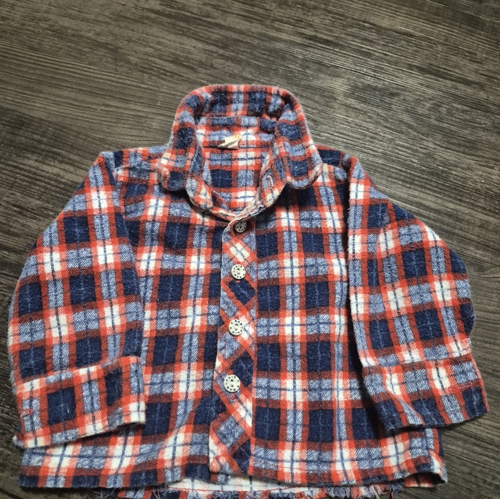 Vintage Red and Blue Plaid Kids Button Down Shirt